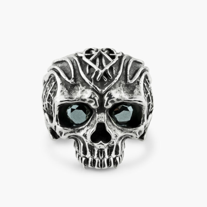 THE SKULL CRUSHER RING :: STERLING SILVER WITH MOISSANITE STONES MODEL RG820SS