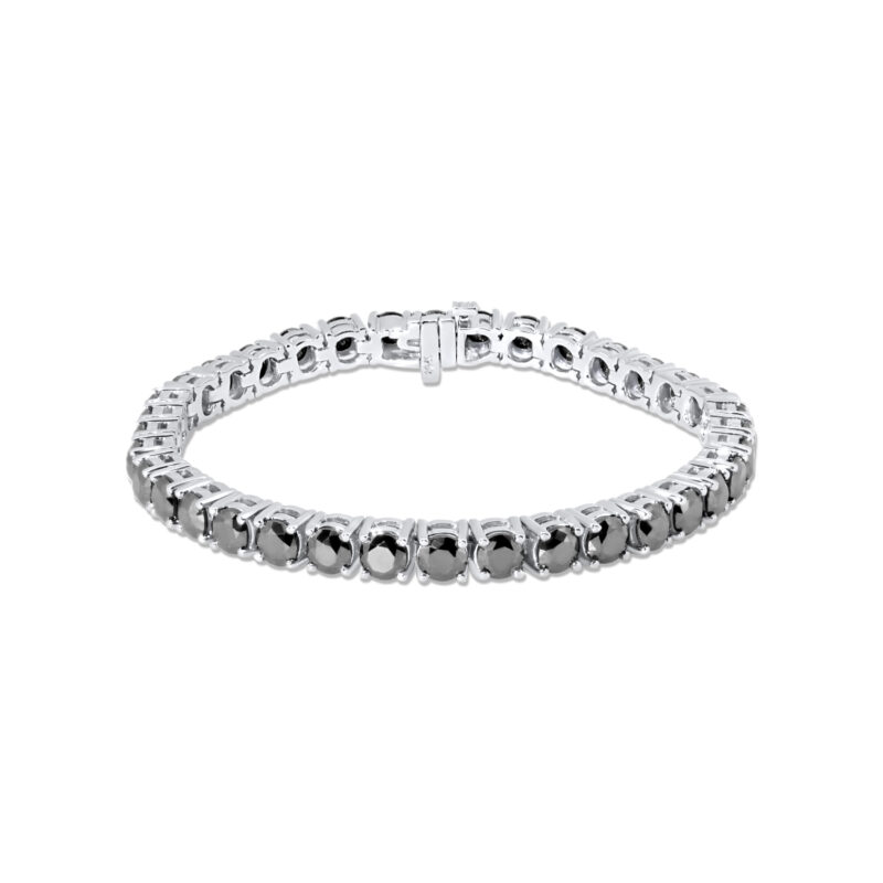 BLACK MOISSANITE TENNIS BRACELET :: WHITE GOLD WITH ROUND BLACK MOISSANITE STONES MODEL BR1820-WGBKMOLK