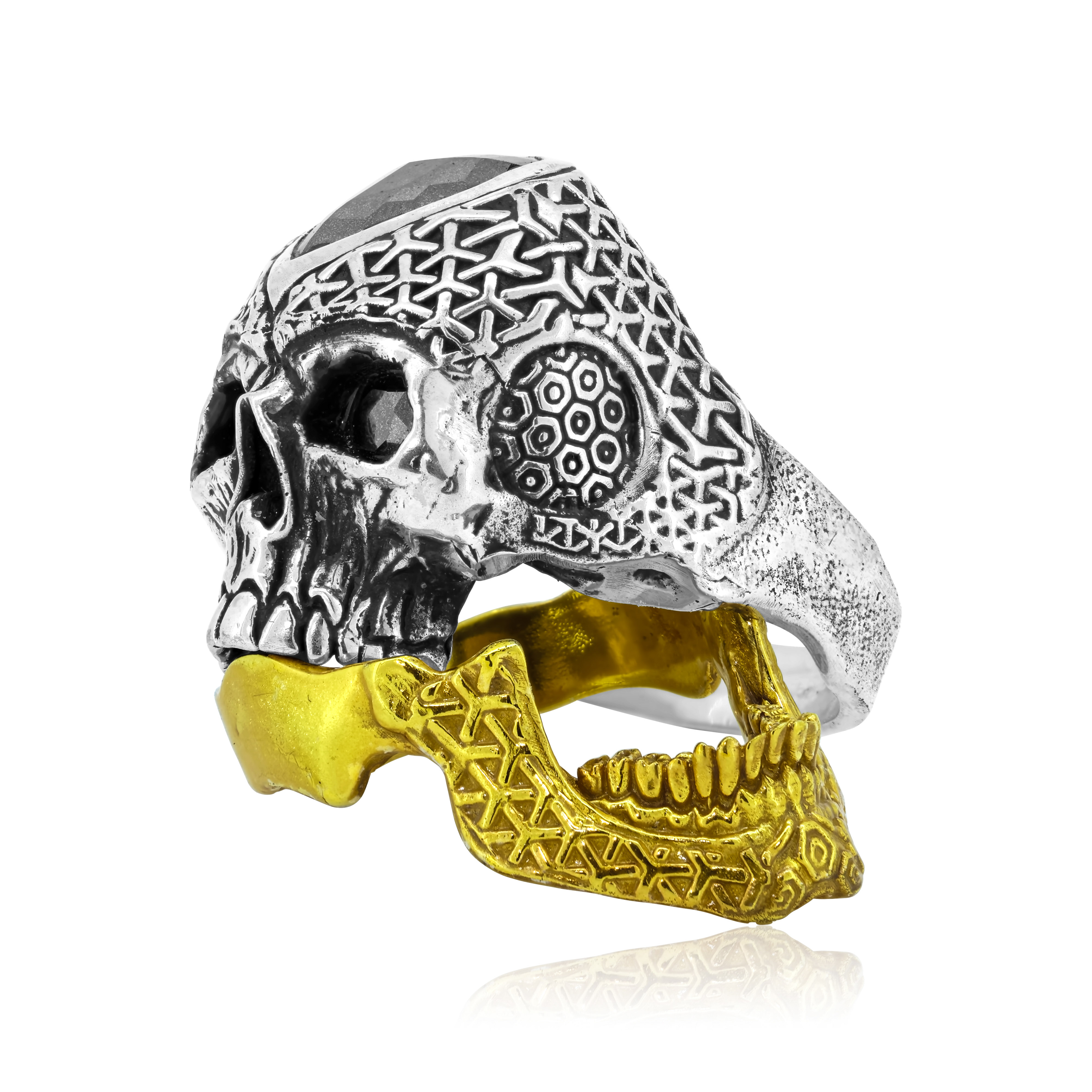 RG844SS-GDMOIS Jaw Breaker Mens Ring Gold Jaw Stacked View