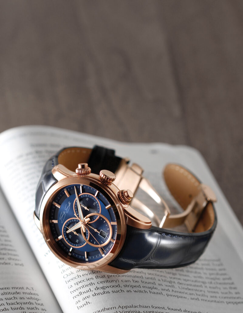 Chronos Neptune Watch :: Swiss Chronograph & Movement Stainless Steel Rose Gold I.P Blue Sunray Dial Sapphire Crystal Model: CHR-BLULTR-RGBLU