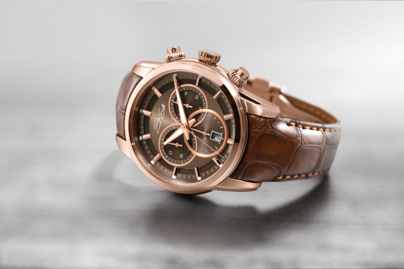 Chronos The Regent Watch :: Swiss Chronograph & Movement Champagne Sunray Dial Rose Gold I.P. Model: Model: CHR-RGREG-BRLTR