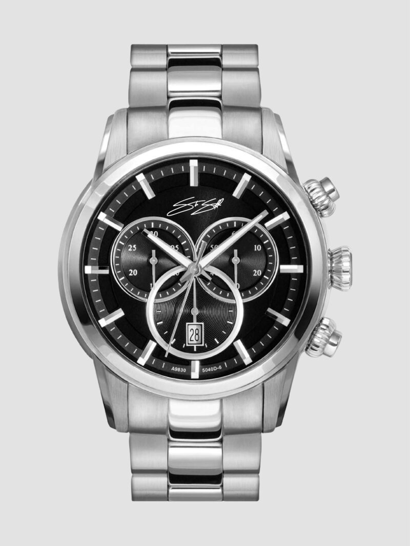 Chronos The Admiral Watch :: Swiss Movement Chronograph Stainless Steel Sapphire Crystal Model CHR-SS-BLK