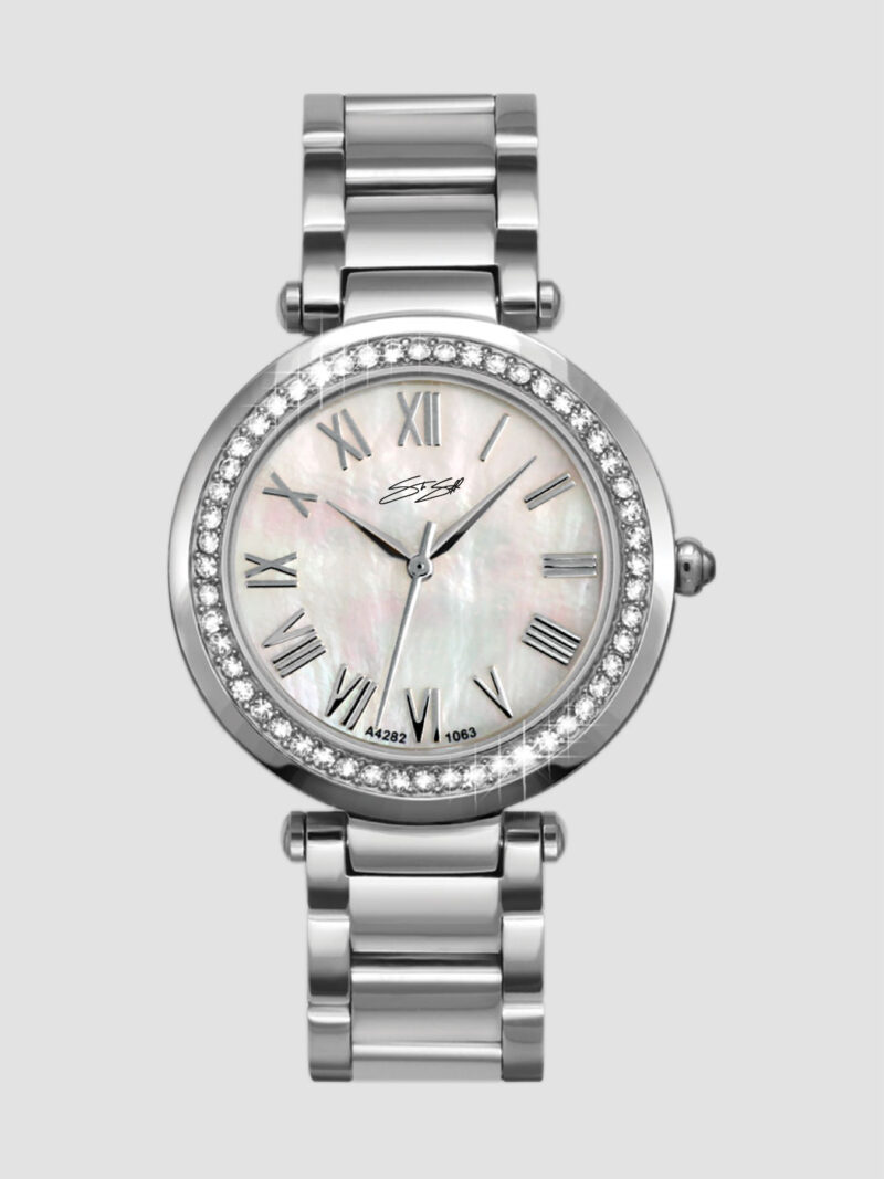 Classic Ladies The Siena Watch ::  Swiss Movement Silver Stainless White M.O.P. Dial Model: CLAL-SS-WTMOP-SWAR