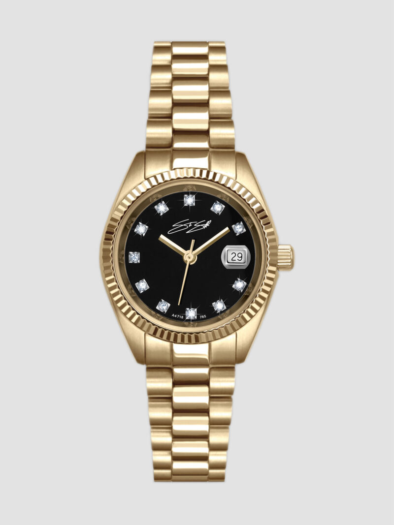 Classic Ladies The Montecito Watch ::  Swiss Movement Gold I.P. Stainless Diamond Dial Model: CLAL-SSGLD-BKGD-DIA