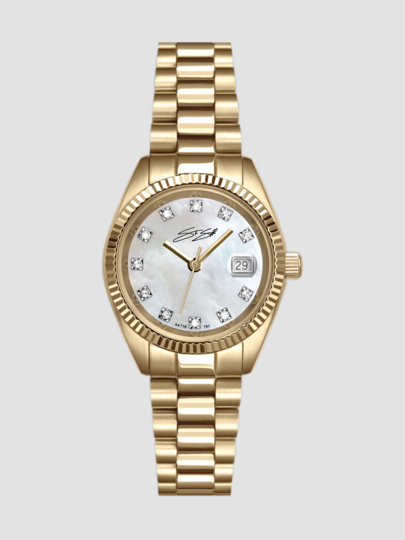 Classic Ladies The Montecito Watch ::  Swiss Movement Gold I.P. Stainless Diamond Dial Model: CLAL-SSGLD-WTMOP-DIA