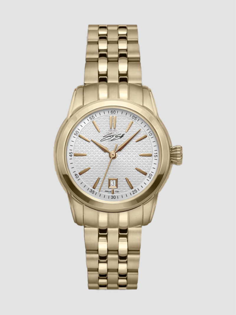 Classic Ladies The Donoteah Watch ::  Swiss Movement Gold I.P. Stainless Steel Pearl White Dial Model: CLAL-SSGLD-WTGD