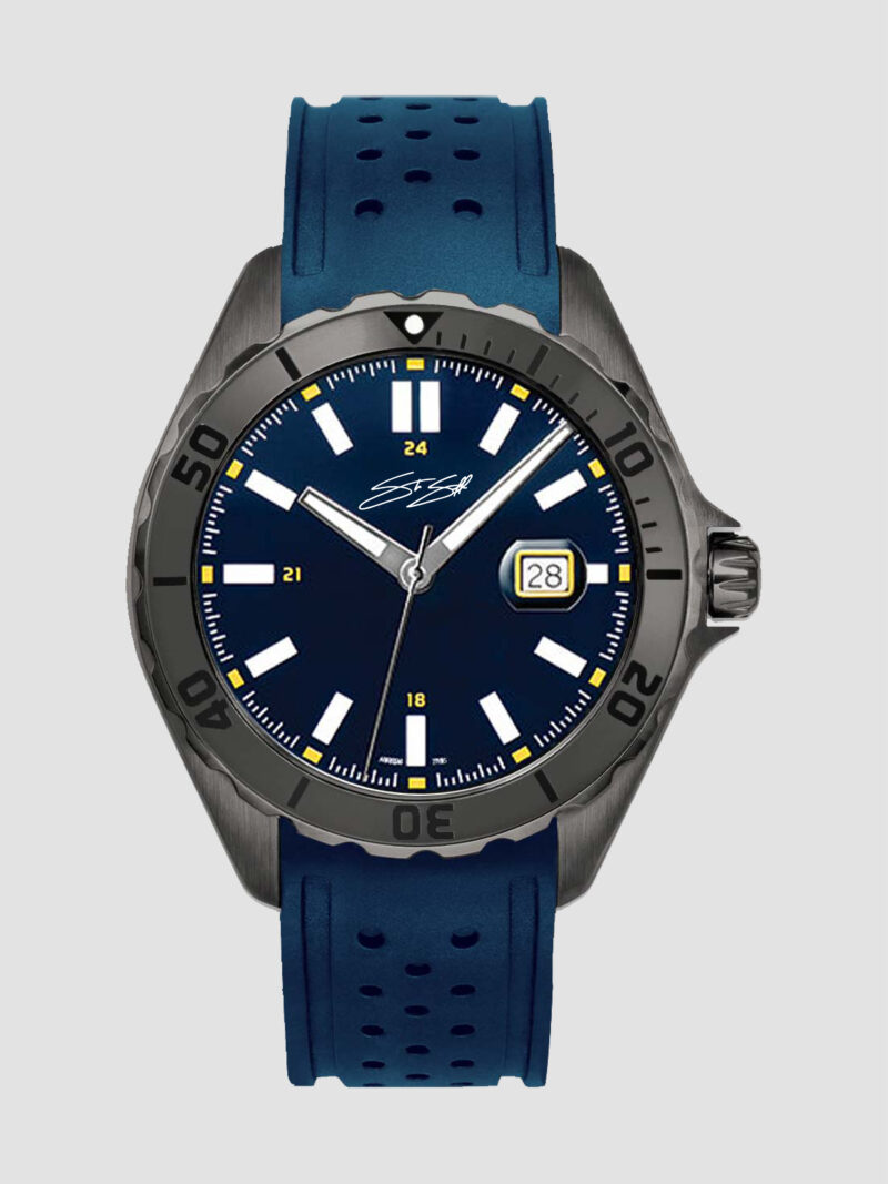 Shades Sport Watch :: Swiss Movement Gun I.P. Stainless Steel  Midnight Blue Dial Sapphire Crystal Model SHA-RU-MDNTBLU